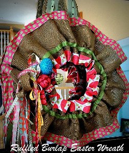 Ruffled burlap Easter Wreath