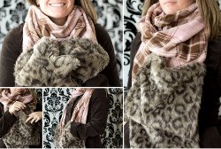 Fleece Scarf with Fur Pocket